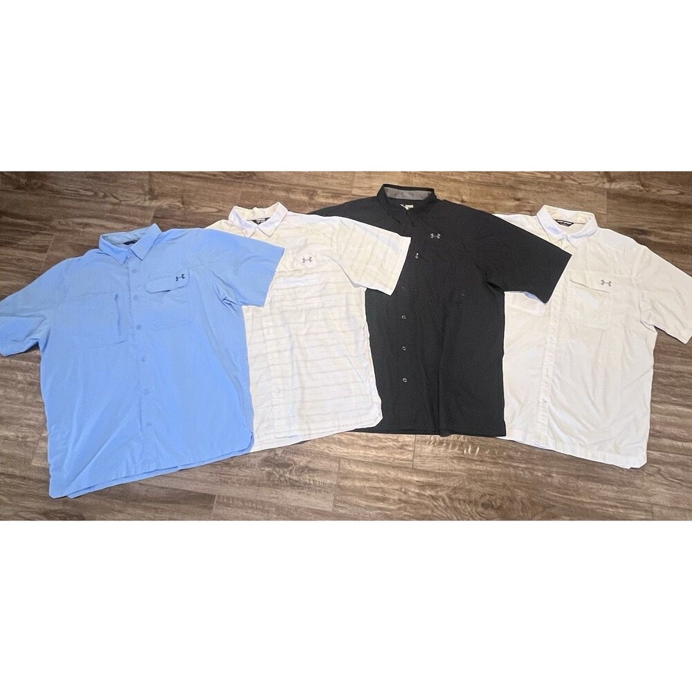 Under Armour Fish Hunter Shirt Mens 2XL Button Up Vented HeatGear Short Sleeve